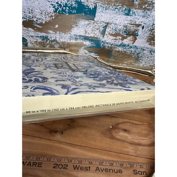 Ralph Lauren Home BLUFF POINT Tablecloth Blue/Tan Floral 60x104 New In Packaging - Picture 5 of 7